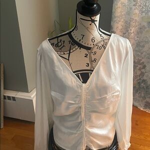 Stylish White Satin Blouse